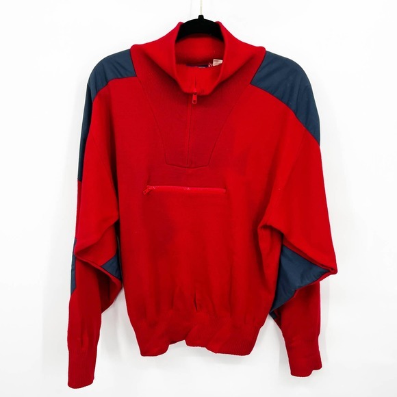 Vintage The North Face Extreme‎ Red Quarter Zip Pullover Sweater Size Medium - Picture 1 of 9